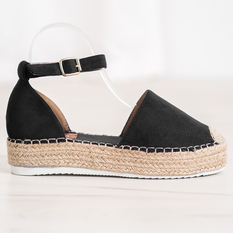 SHELOVET Durchbrochene Espadrilles schwarz 2