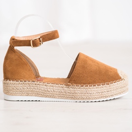 SHELOVET Durchbrochene Espadrilles braun 2