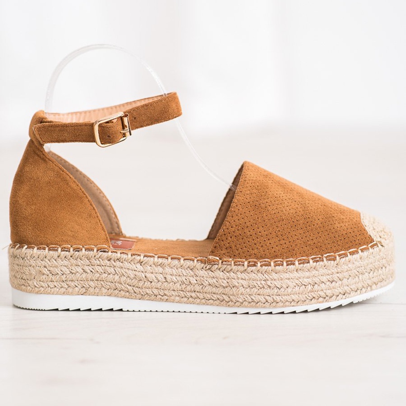 SHELOVET Durchbrochene Espadrilles braun 2