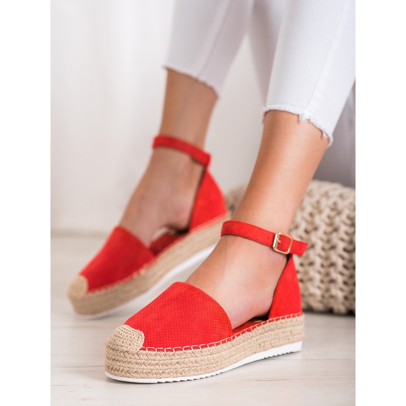 SHELOVET Durchbrochene Espadrilles rot 1