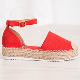 SHELOVET Durchbrochene Espadrilles rot 2