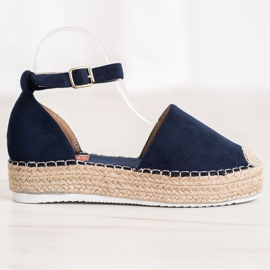 SHELOVET Durchbrochene Espadrilles blau 2