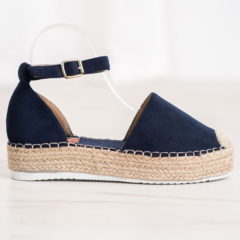 SHELOVET Durchbrochene Espadrilles blau 2