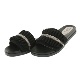 Filippo Schwarze Flip -Flops mit Schnickschnack und Zirkonen 2