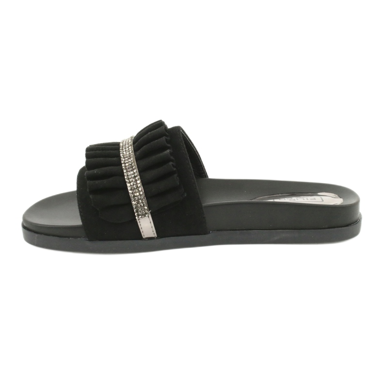 Filippo Schwarze Flip -Flops mit Schnickschnack und Zirkonen 1