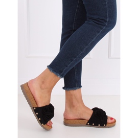 Schwarze Damen Hausschuhe schwarz F191 Black 2