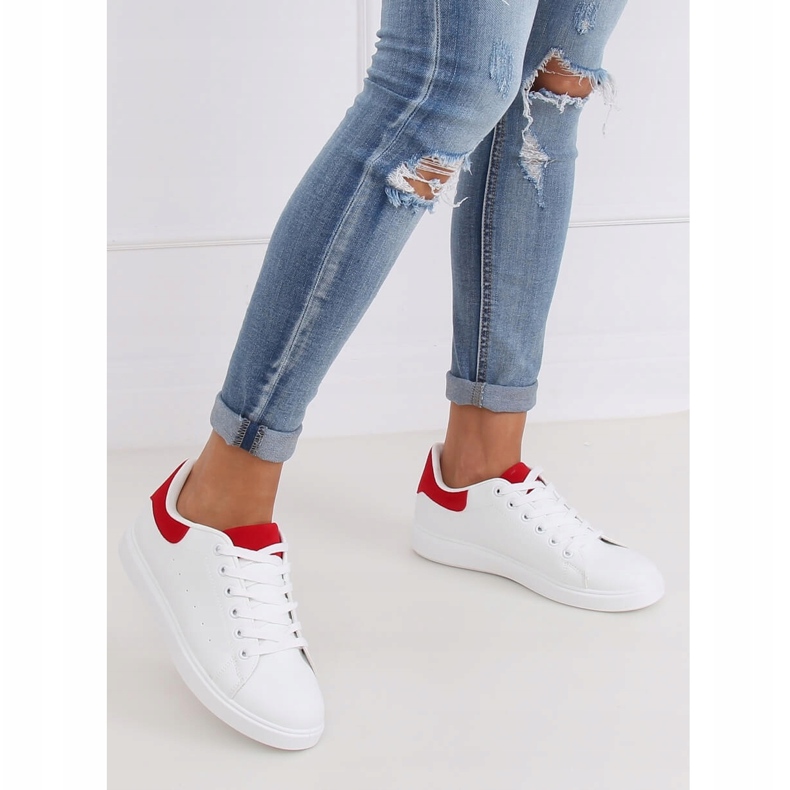 Weiße Damen Sneaker LA85P Rot 1