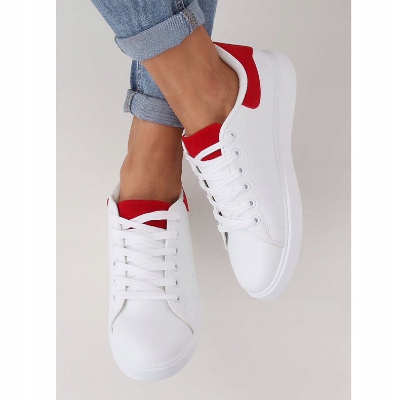 Weiße Damen Sneaker LA85P Rot 2