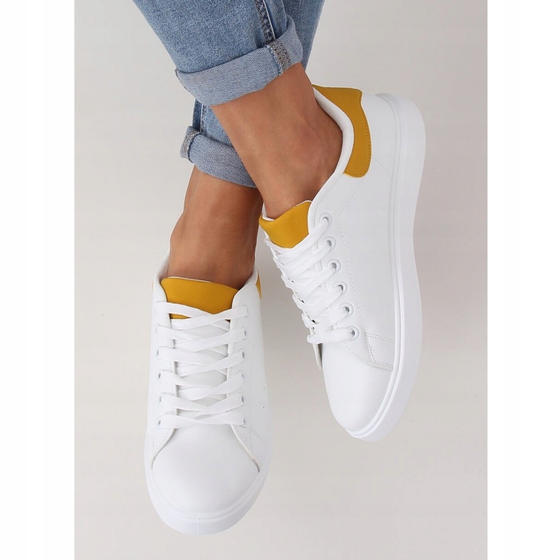 Weiße Damen Sneaker LA85P Gelb 2