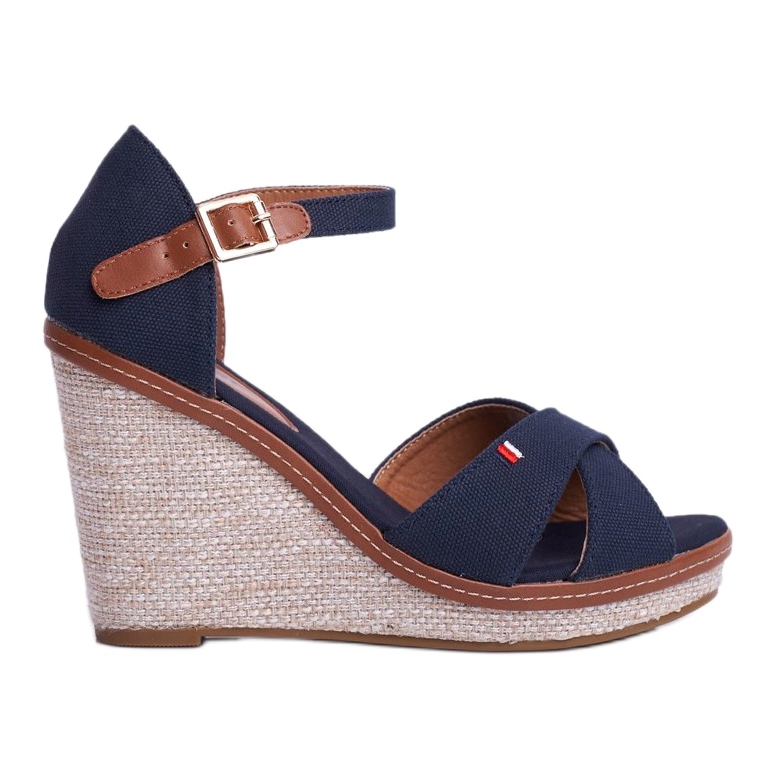 SEA Damen Sandalen mit Keilabsatz Blau LaMane braun marineblau 1
