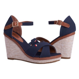 SEA Damen Sandalen mit Keilabsatz Blau LaMane braun marineblau 2
