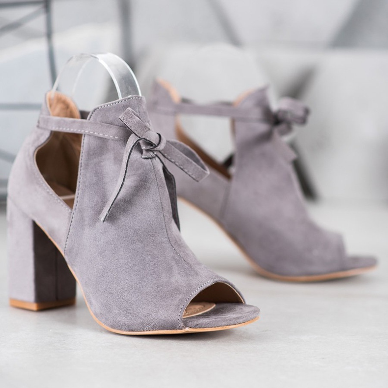 Gebundene VINCEZA Stiefel mit offener Spitze grau 2