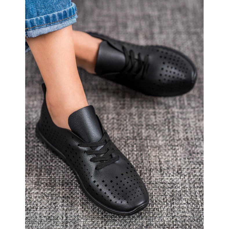 Camo Durchbrochene Sneakers mit Öko-Leder schwarz 2