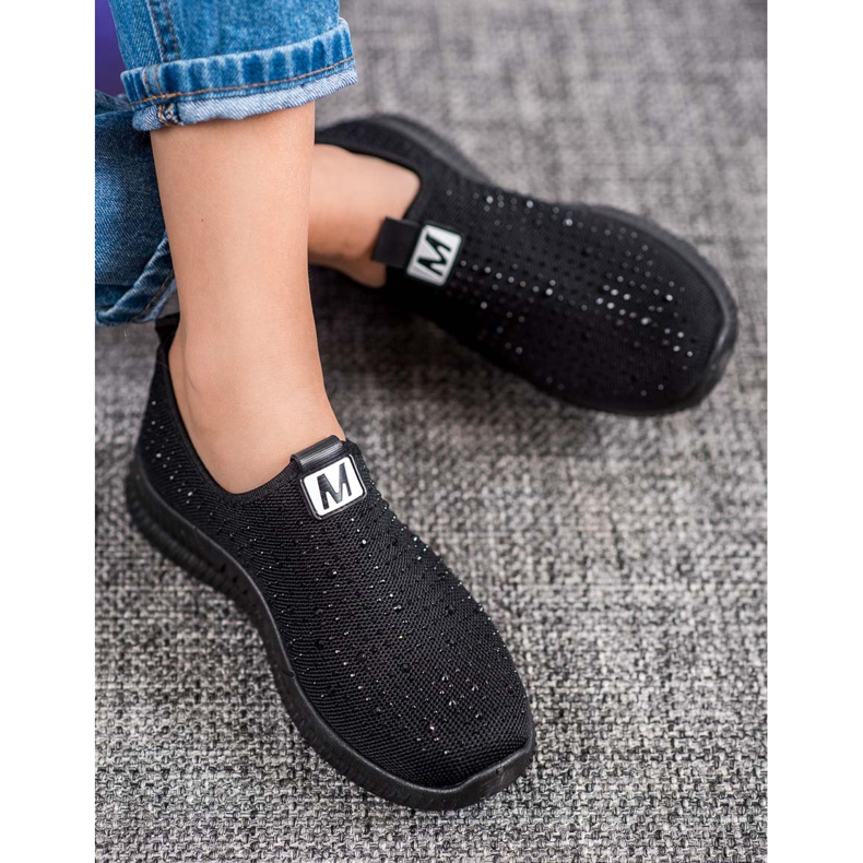 SHELOVET Slipons mit Kristallen schwarz 1