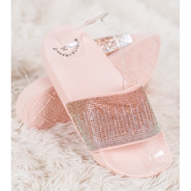 SHELOVET Bequeme Hausschuhe mit Zirkonia rosa 1