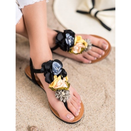 Ch. Creation Sandalen mit Blumen schwarz 1