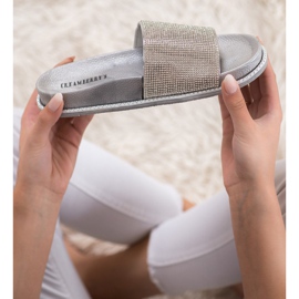 Creamberry'S Silberne Hausschuhe mit Kristallen grau 1