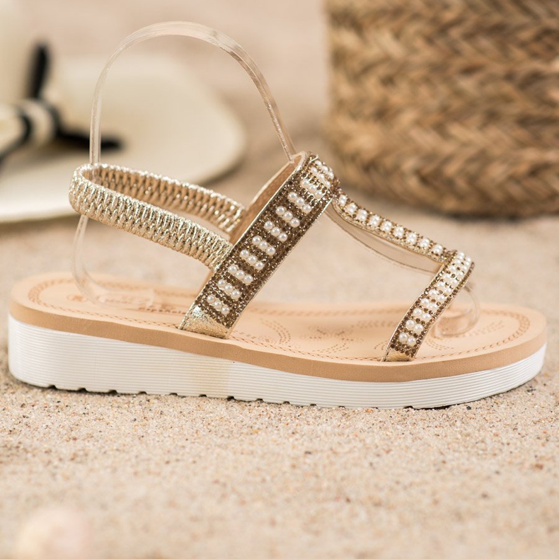 SHELOVET Slip-on-Sandalen mit Perlen gelb 2