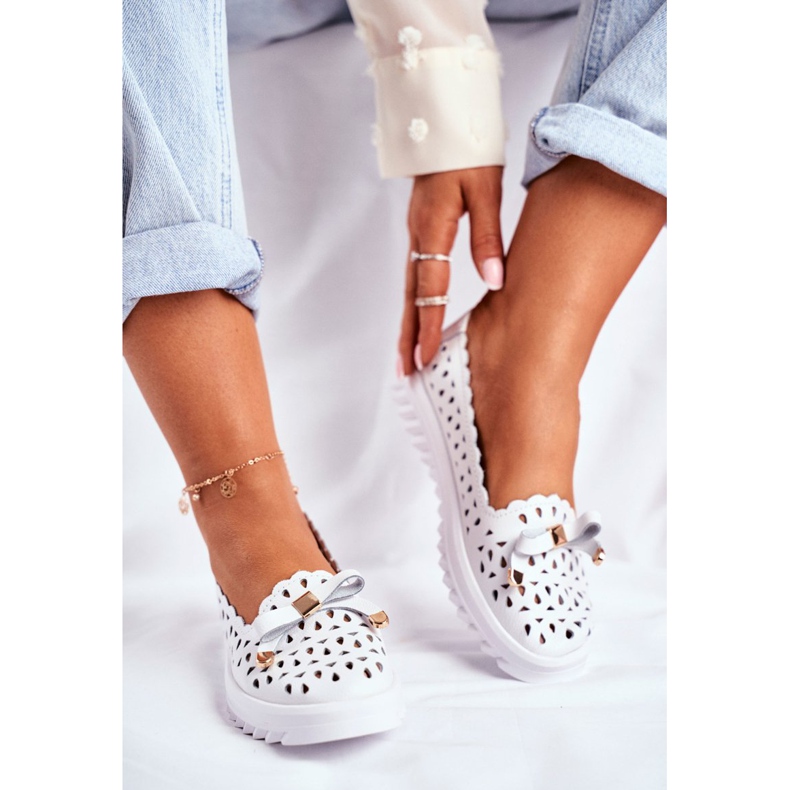 S.Barski Damen Slipper, Openwork Leder LR71515 Weiß Murrieta 2