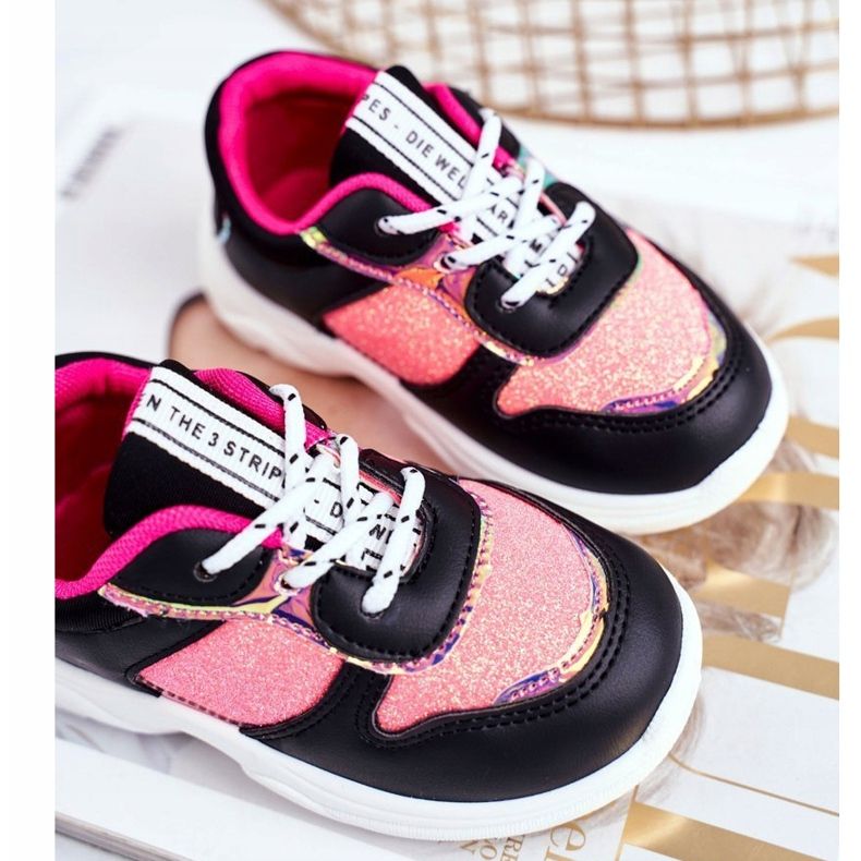 FRROCK Matylda Kinder Sportschuhe schwarz mit Glitzer mehrfarbig 1