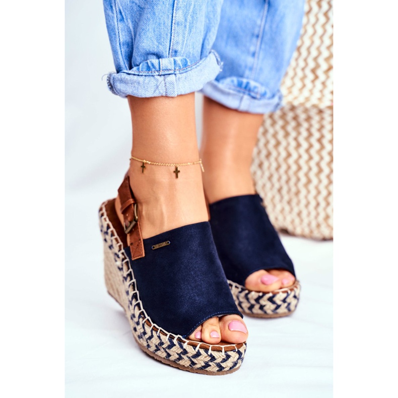 Damen Sandalen On Wedge Big Star Navy Blau FF274980 marineblau 2