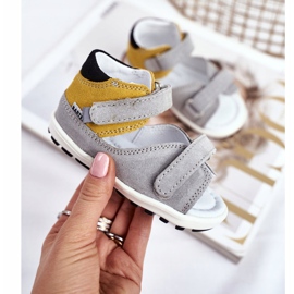 Bartek S.A. Kinder präventive Mini First Steps Sandalen Bartek W-71266 grau gelb 2