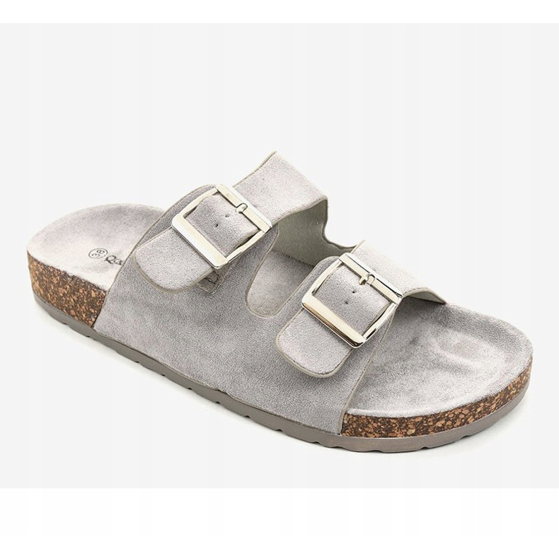 Graue Hausschuhe mit Schnalle BL3100-SF 1