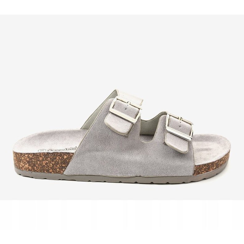 Graue Hausschuhe mit Schnalle BL3100-SF 2