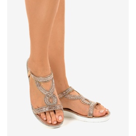 Champagner flache Sandalen verziert 127-88 rosa 2