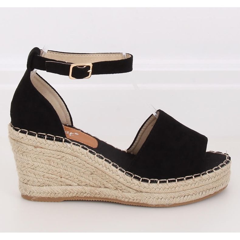 Schwarze Espadrilles auf Keilabsatz, schwarz TU147 Black 2