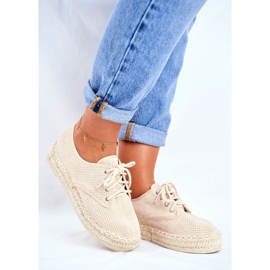 MSMG Espadrilles für Damen auf Beige Sonya Linen Platform 1