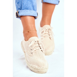 MSMG Espadrilles für Damen auf Beige Sonya Linen Platform 2