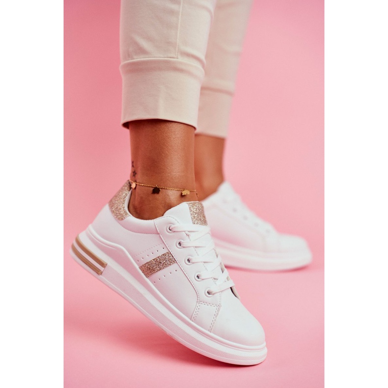 Damen Sportschuhe Weißgold Glitzer Narval gelb 1