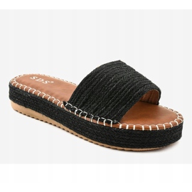 Schwarze Espadrilles-Hausschuhe 7970-PL 1