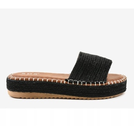Schwarze Espadrilles-Hausschuhe 7970-PL 2