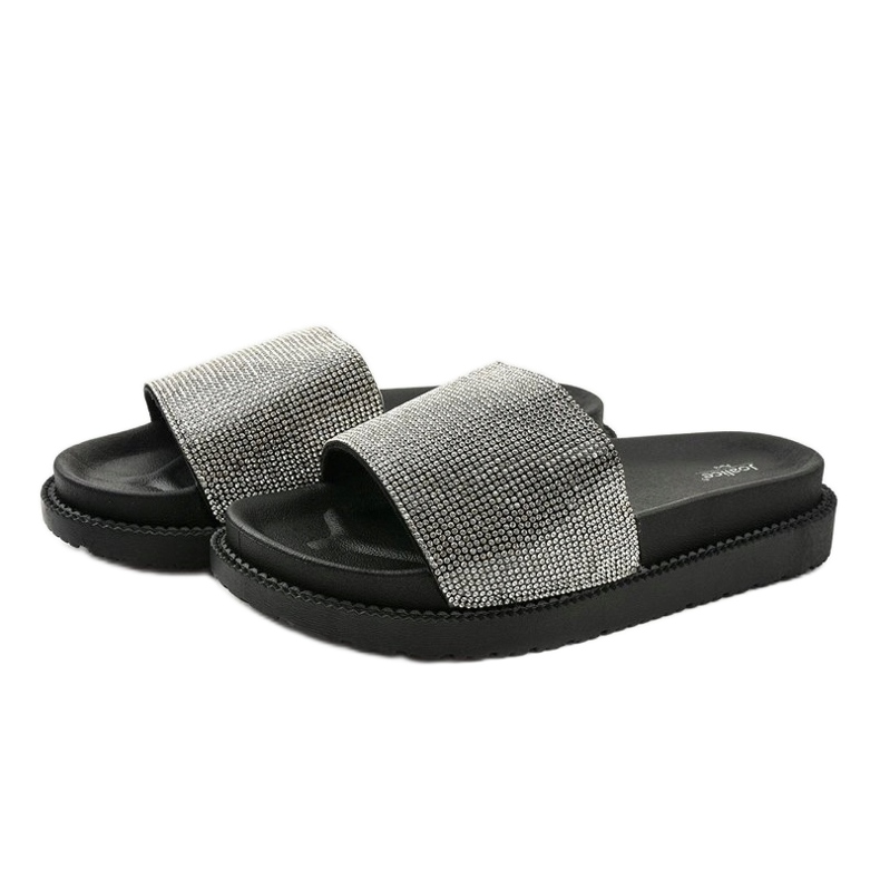 Schwarze Hausschuhe mit Pailletten SF-01 2