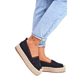 ADY Damen Espadrilles Spitze Schwarz Desante Plateau braun 2
