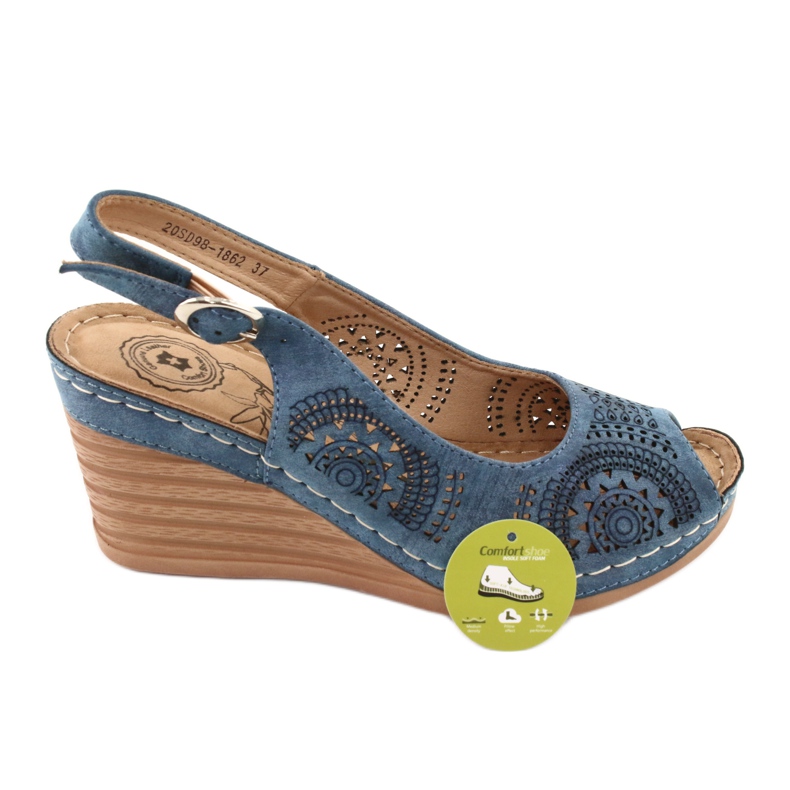 Evento Bequeme Keilsandalen 20SD98-1862 blau 5