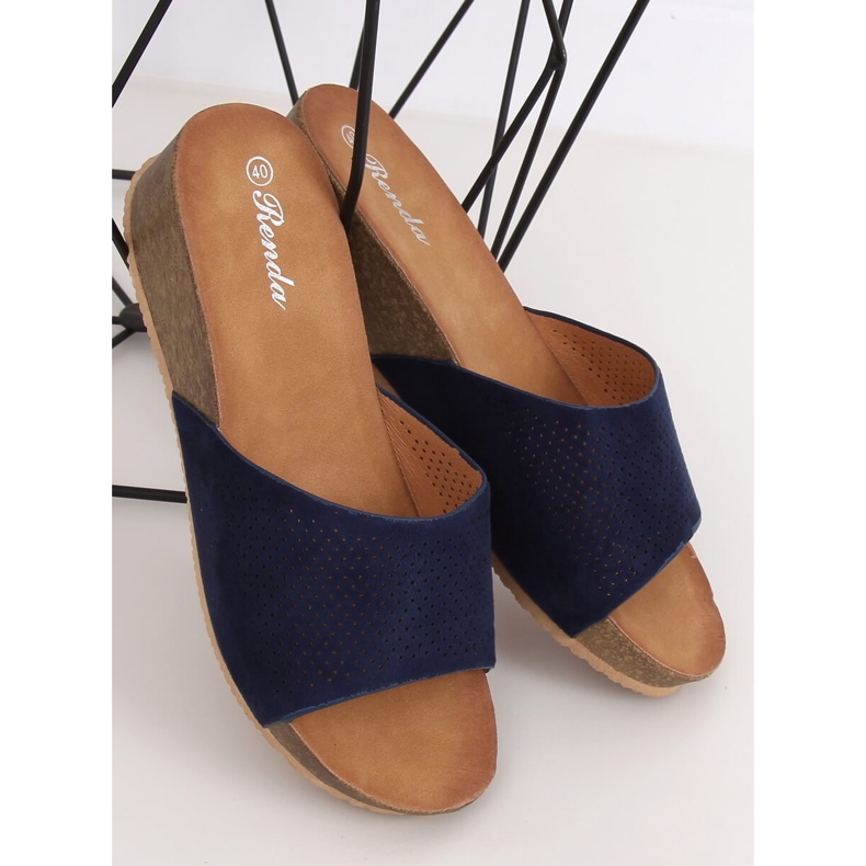 Marineblaue Hausschuhe 10-238 D.BLUE navy blau 2