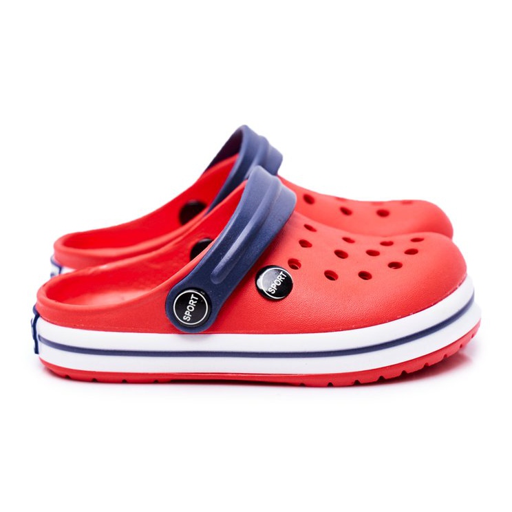 Hausschuhe für einen Jungen, ein Mädchen, ein Kind, rote Krokodile marineblau 1