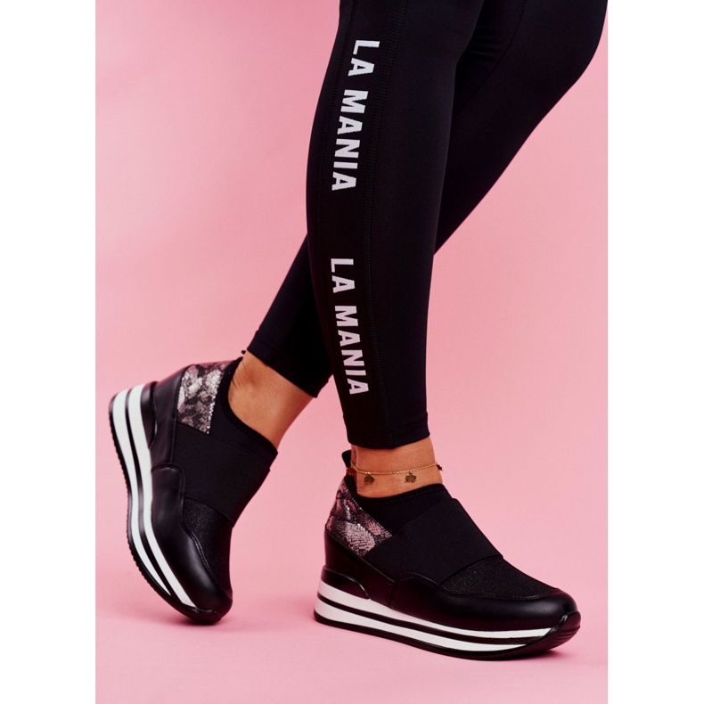 Damen Sport Slip On Wedges Schuhe Schwarz Cold Play 2