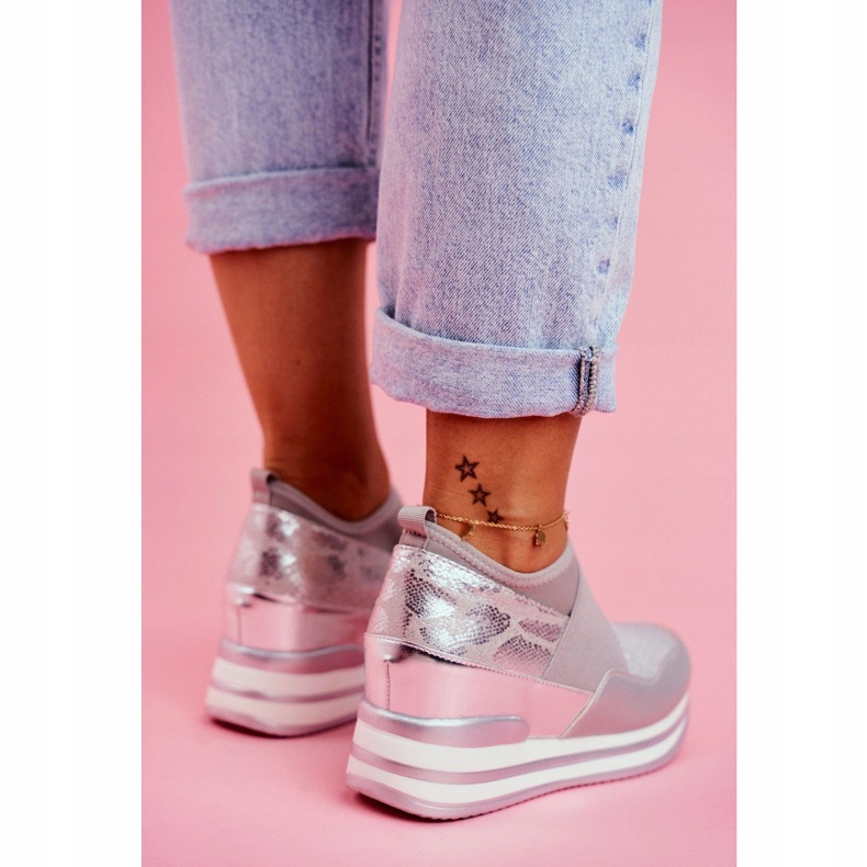 Damen Sport Slip On Keilschuhe Grau Cold Play 1