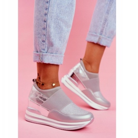 Damen Sport Slip On Keilschuhe Grau Cold Play 2