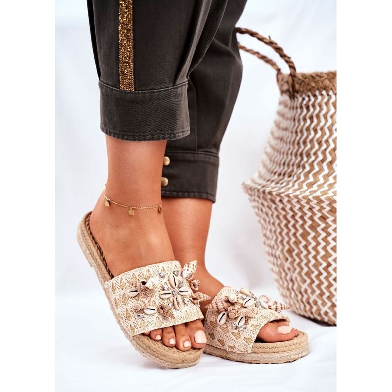 SEA Damenhausschuhe mit Muscheln Beige Summers 1