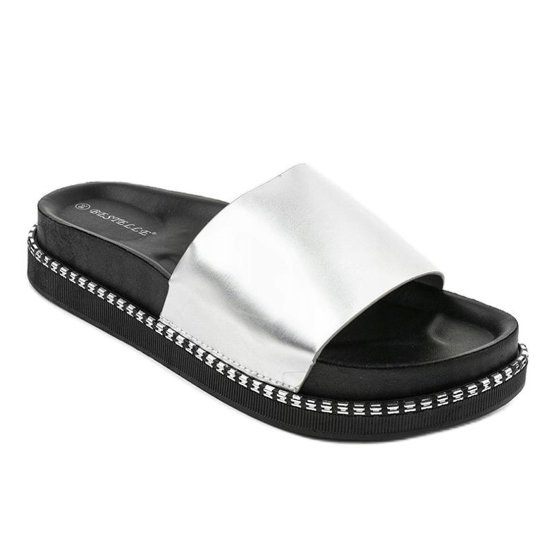 CH-107 silberne Hausschuhe grau 1