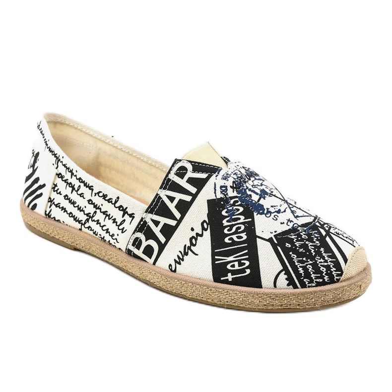 Weiße Herren Espadrilles Schuhe BKA-48 schwarz 1