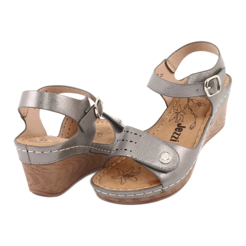 Evento Metallic Damensandalen auf Keil 9SD98-0980 Grau 3