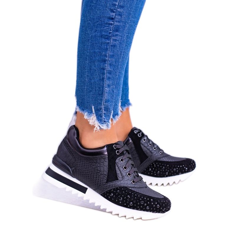 Schwarze Damen Sportschuhe mit Pailletten Lu Boo Infinitiale 2