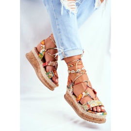 FRBS Damen Sandalen On The Cork Platform Gebunden Orange My Way mehrfarbig 2