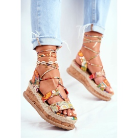 FRBS Damen Sandalen On The Cork Platform Gebunden Orange My Way mehrfarbig 1